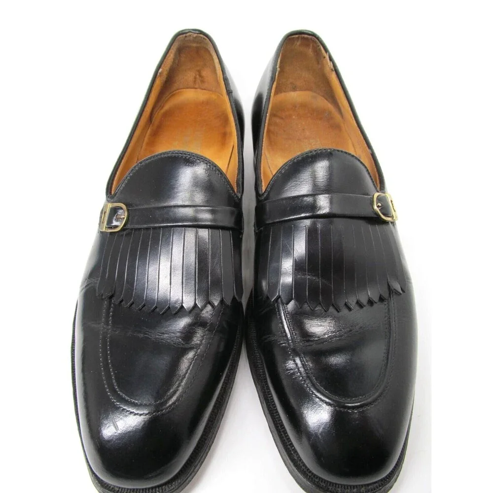 Austin Reed Of Regent Street Mens Black Leather Tasseled Loafers Size US 8.5